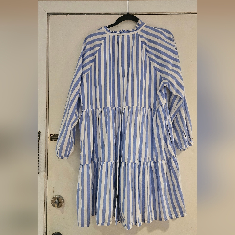 Blue and White Striped Dress - Picture 2 of 3